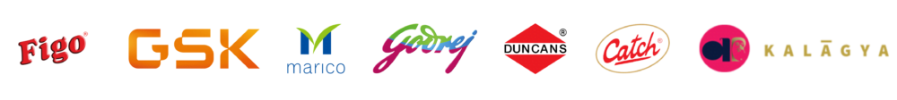 Client Brand Logos - Godrej, Marico, GSK, Duncans, Catch, Kalagya, Figo
