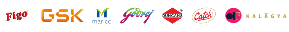 Client Brand Logos - Godrej, Marico, GSK, Duncans, Catch, Kalagya, Figo